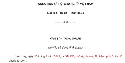 văn bản thỏa thuận tiếng anh là gì